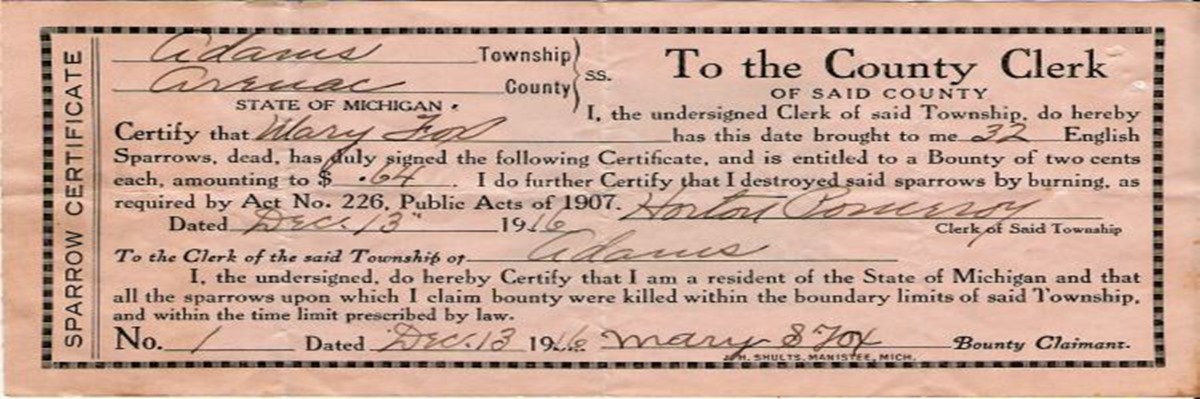 Sparrow Bounty Certificate