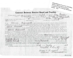 1927 Hickory Island School Teacher Contract 1927 Hickory Island School Teacher Contract