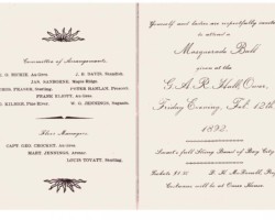 1892 GAR Hall Masquerade Ball Invitation 1892 GAR Hall Masquerade Ball Invitation