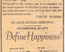 1944 C A Warren & Son Holiday Ad 1944 C A Warren & Son Holiday Ad