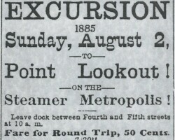 1885 Steamer Round Trip Excursion Ad 1885 Steamer Round Trip Excursion Ad