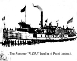 Steamer "Flora" iced in (Date unknown) Steamer "Flora" iced in (Date unknown)