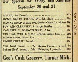 1940 Gee's Cash Grocery Ad 1940 Gee's Cash Grocery Ad