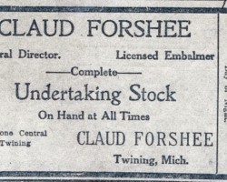 1917 Claud Forshee Undertaker Ad 1917 Claud Forshee Undertaker Ad