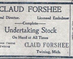 1917 Claud Forshee Undertaker Ad 1917 Claud Forshee Undertaker Ad