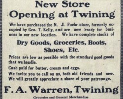 1919 F A Warren Store Opening Ad 1919 F A Warren Store Opening Ad